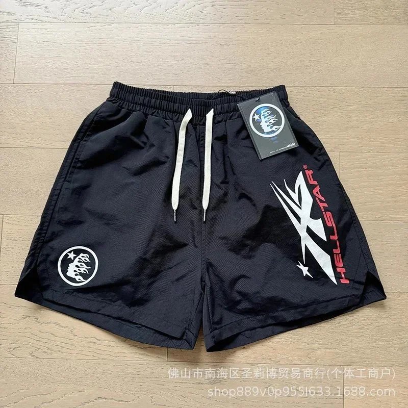 Hellstar Waxed Nylon Athletic Shorts Black/Pink