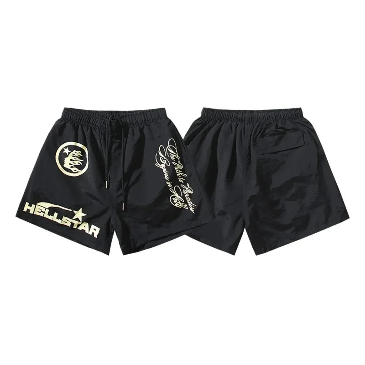 Hellstar Waxed Nylon Athletic Shorts Black/Pink