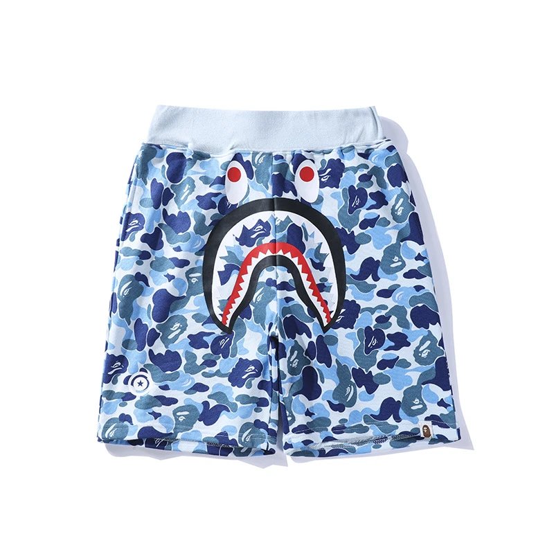 A Bathing Ape ABC Camo Shark Sweat Shorts Blue