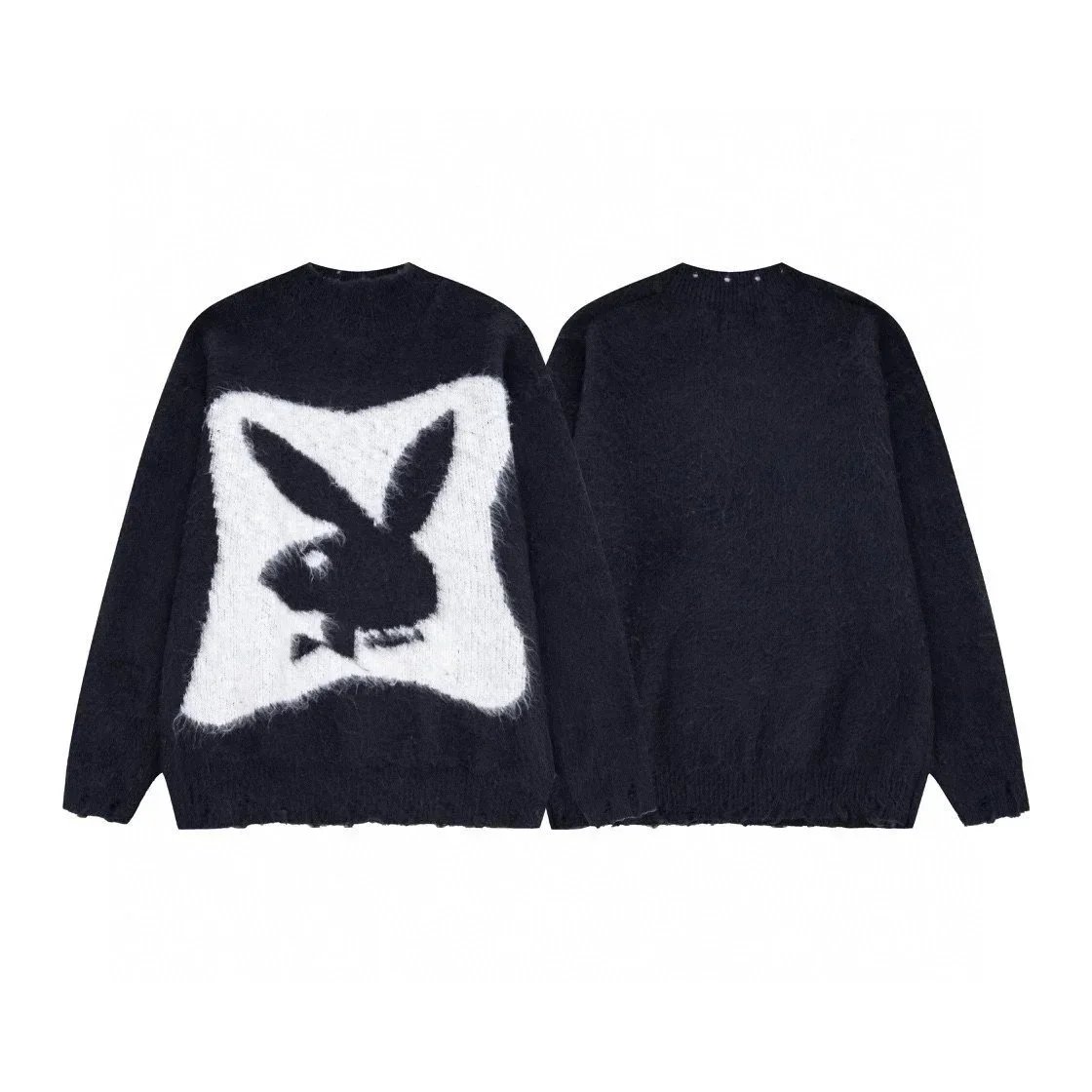 Saint Laurent Playboy Mohair-Blend Sweater Noir/Naturel