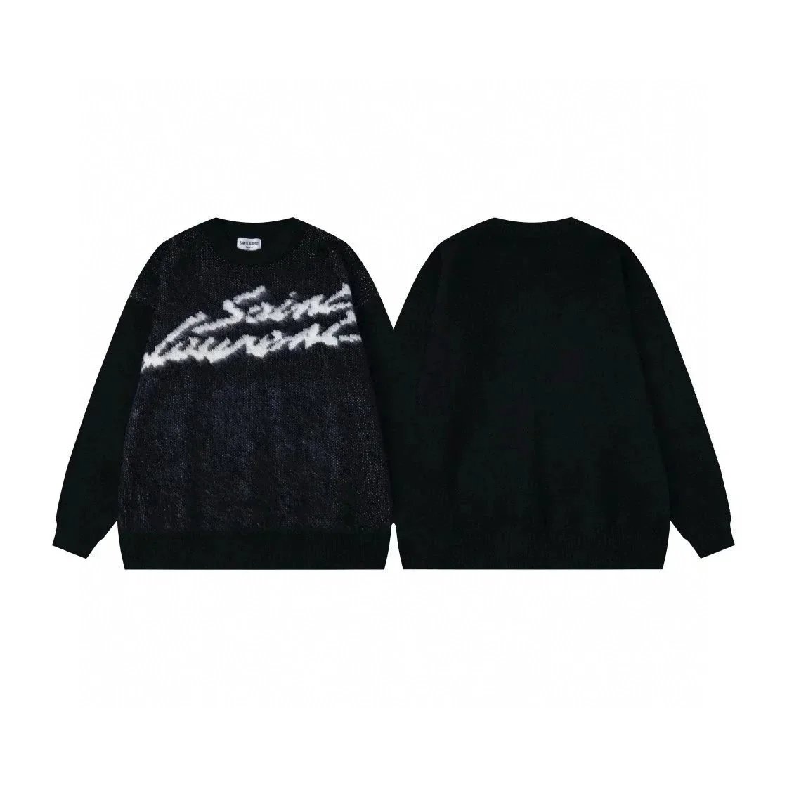 Saint Laurent Playboy Mohair-Blend Sweater Noir/Naturel