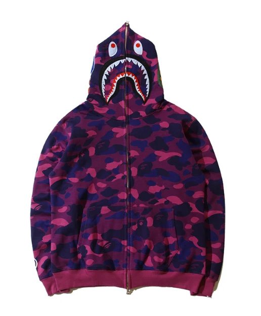 A Bathing Ape Color Camo Shark Full Zip Hoodie Purple