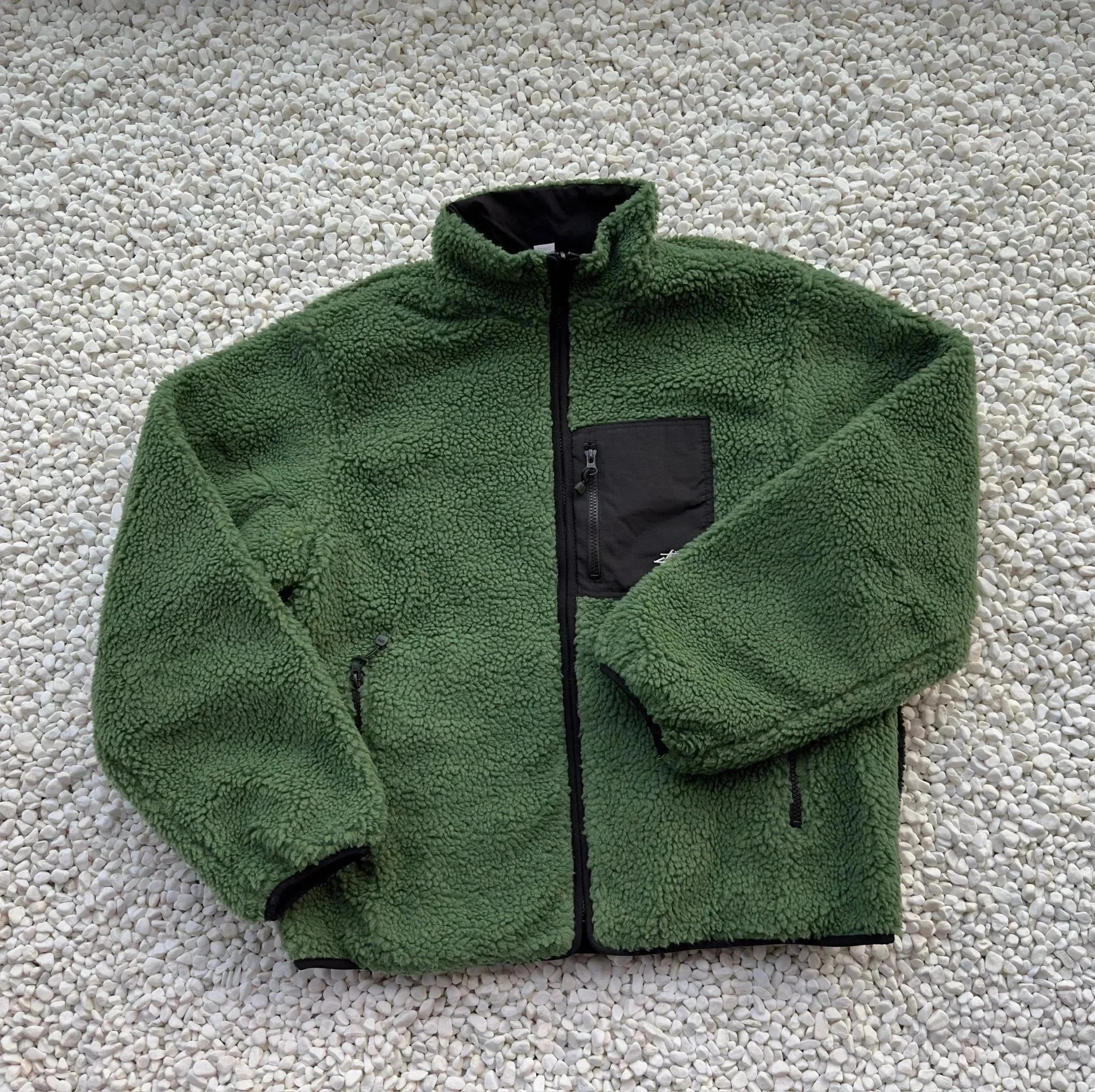 Stüssy 8 Ball Reversible Sherpa Fleece Jacket Green