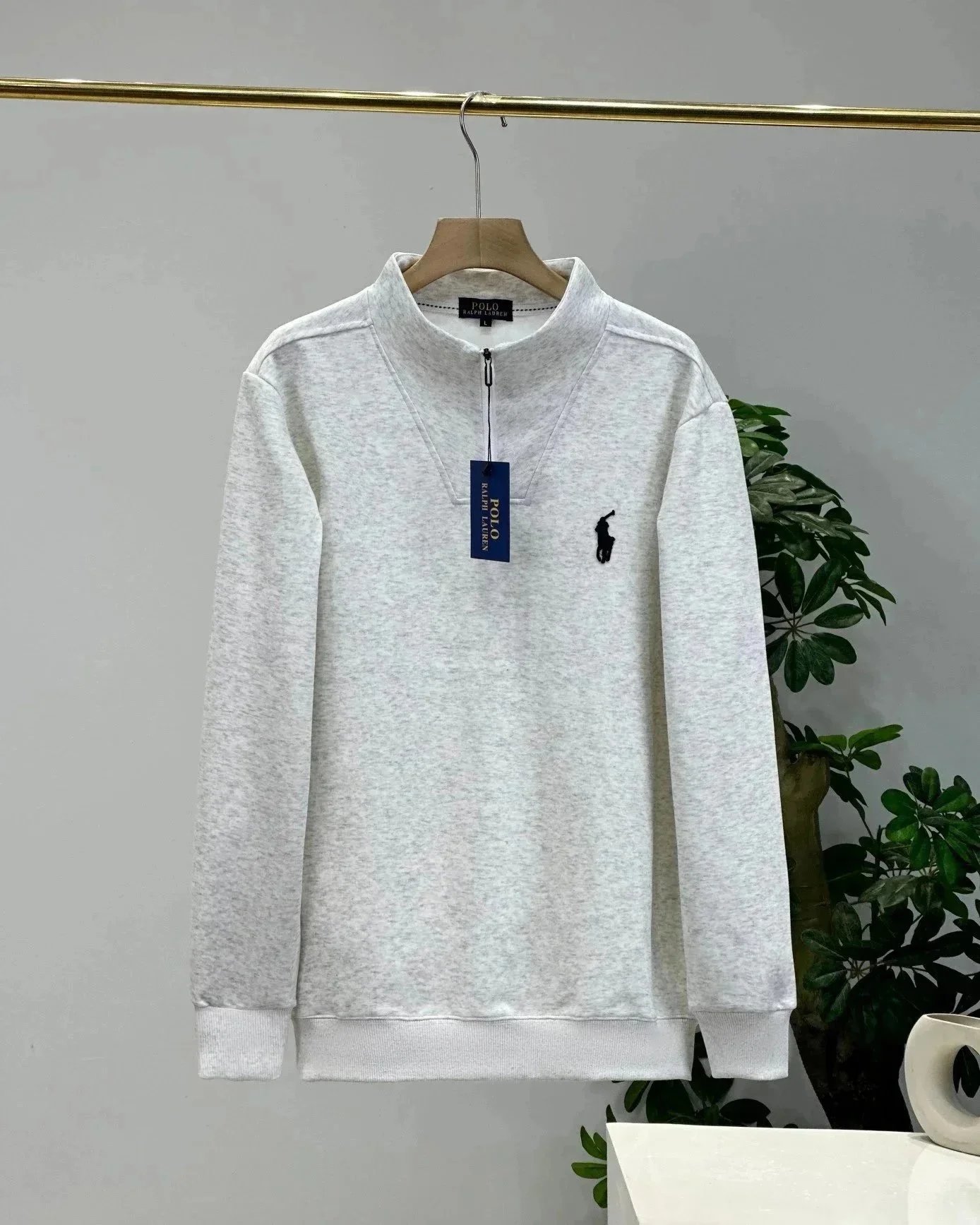 H&M Loose Fit Half-zip Sweatshirt Grey Marl