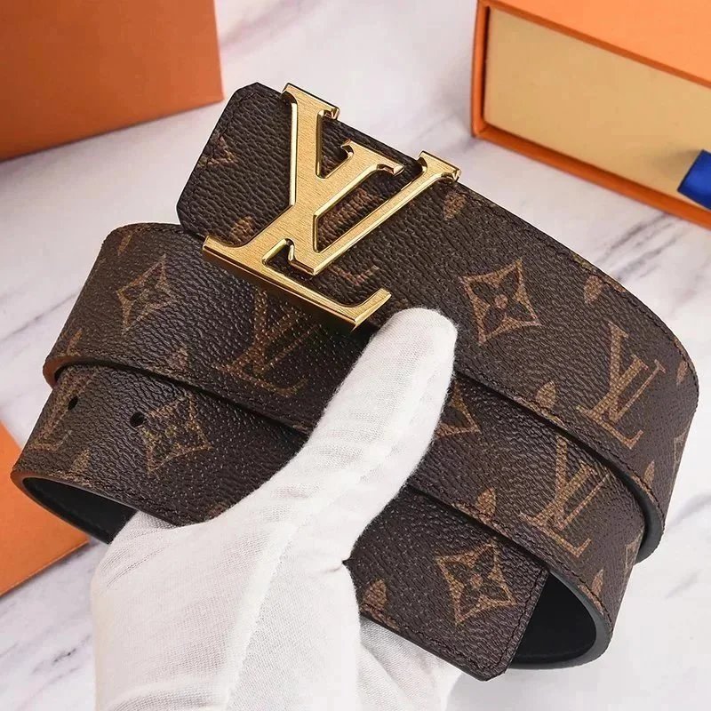 Louis Vuitton LV Initiales Crocodile Embossed Belt Gold Strass