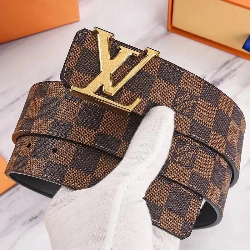 Louis Vuitton LV Initiales Crocodile Embossed Belt Gold Strass