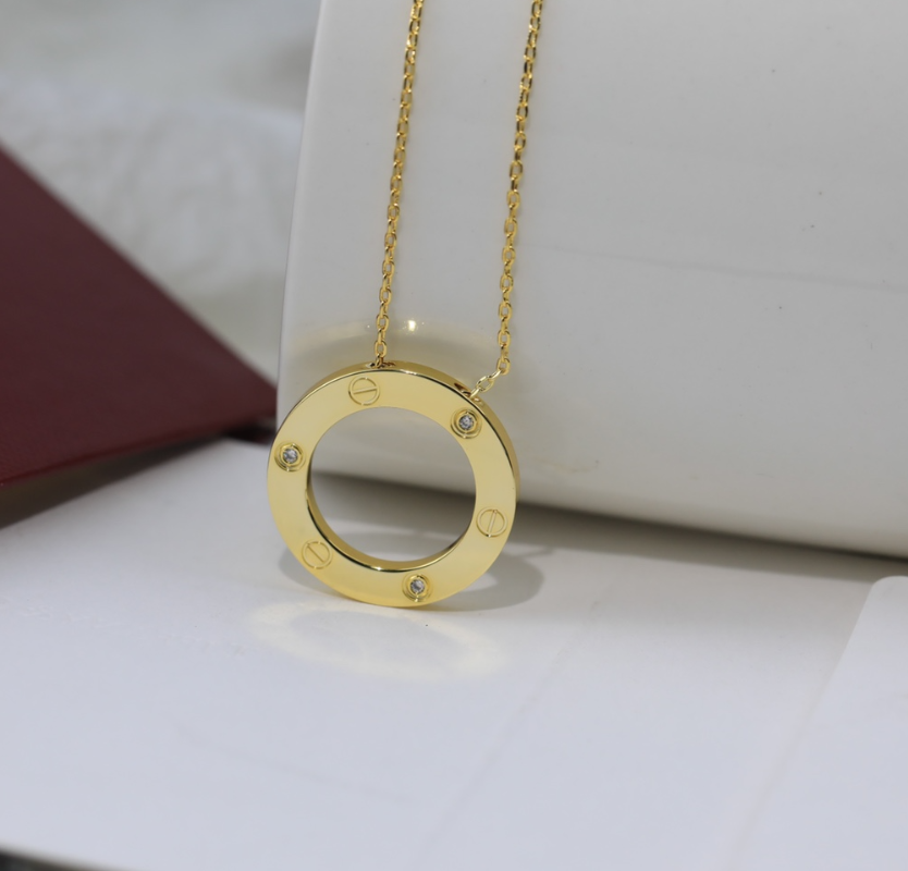 Cartier LOVE Necklace, 3 Diamonds Yellow Gold