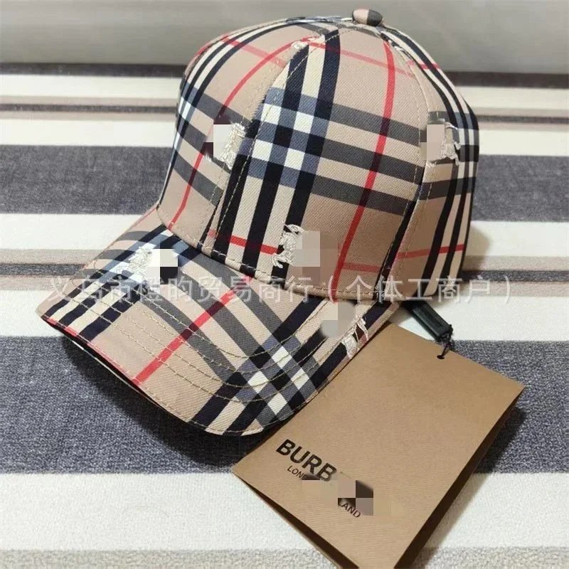 Burberry Logo Detail Vintage Check Cotton Baseball Cap Archive Beige