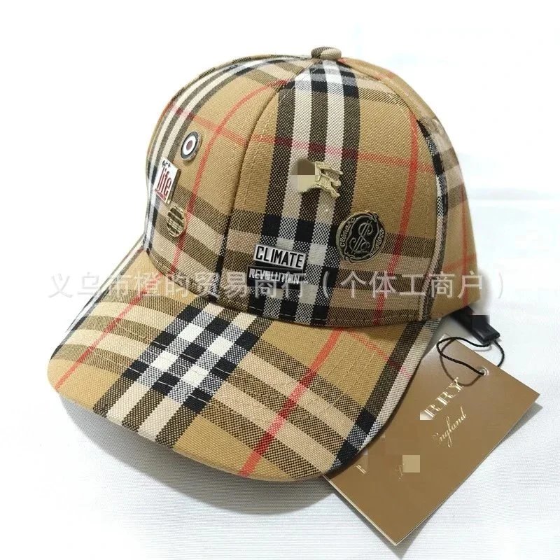 Burberry Logo Detail Vintage Check Cotton Baseball Cap Archive Beige