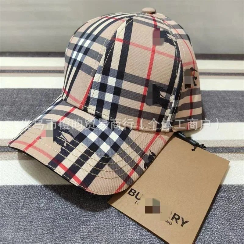 Burberry Logo Detail Vintage Check Cotton Baseball Cap Archive Beige