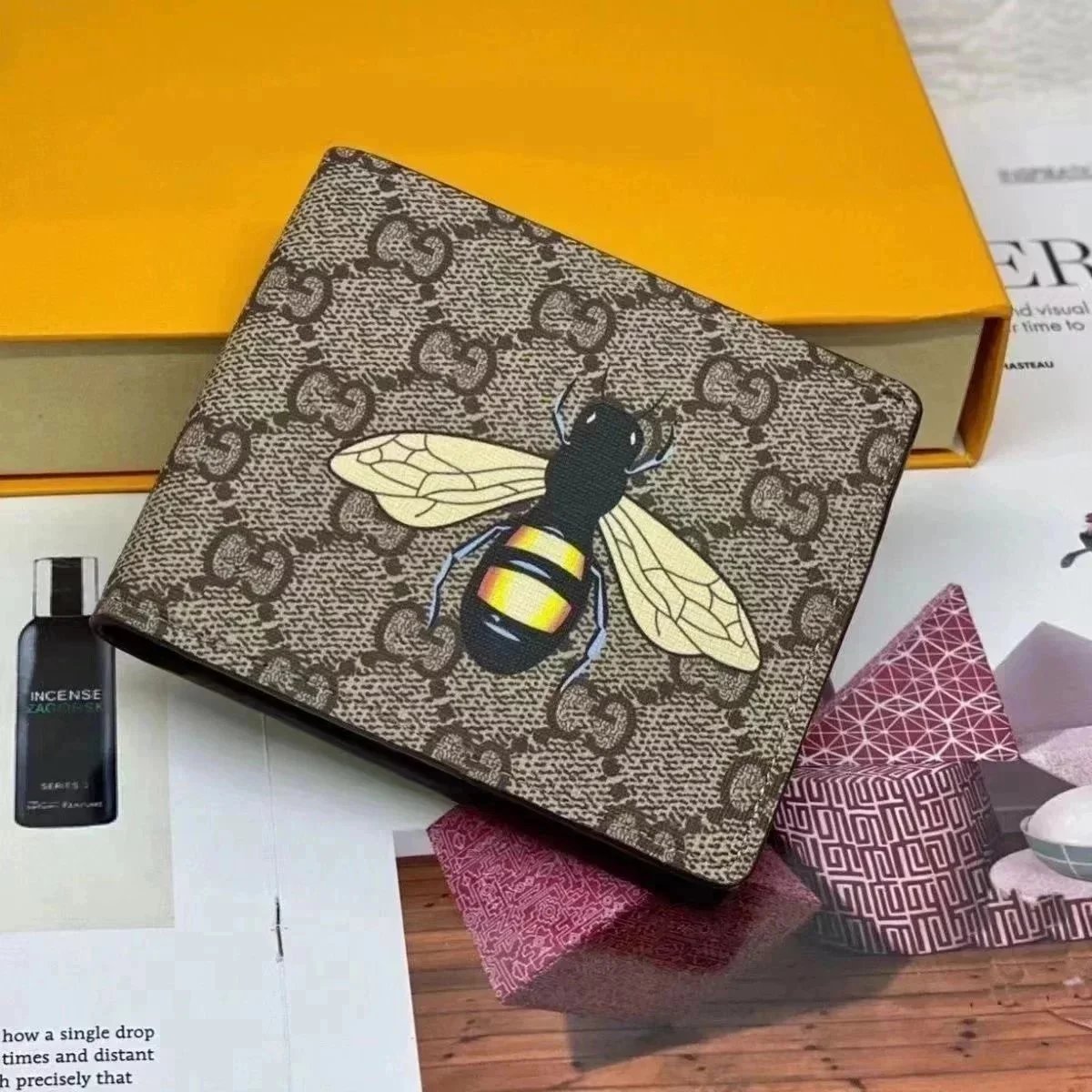 Gucci GG Supreme Bee Print Bi-Fold Wallet
