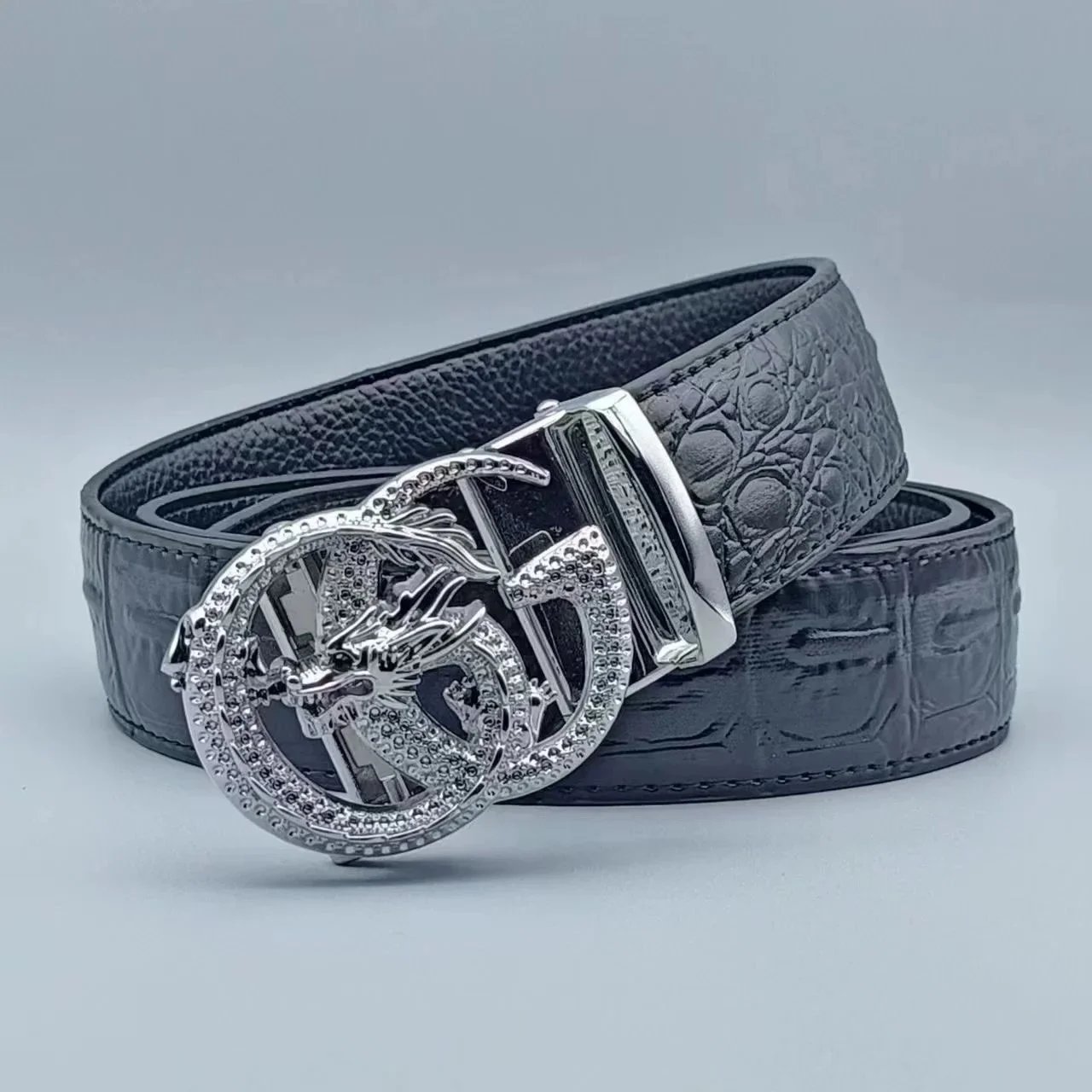 Gucci Interlocking G Gucci Signature Leather Belt Black Silver