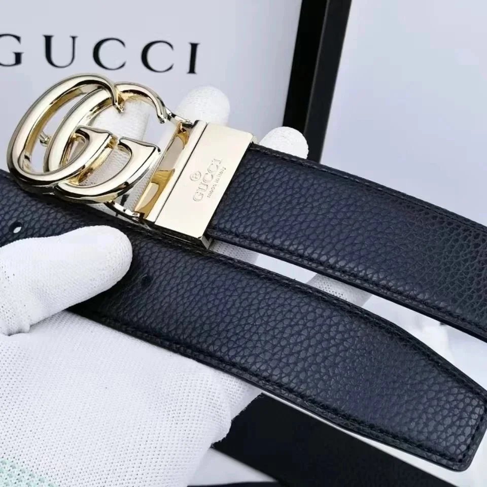 Gucci Interlocking G Gucci Signature Leather Belt Black Silver