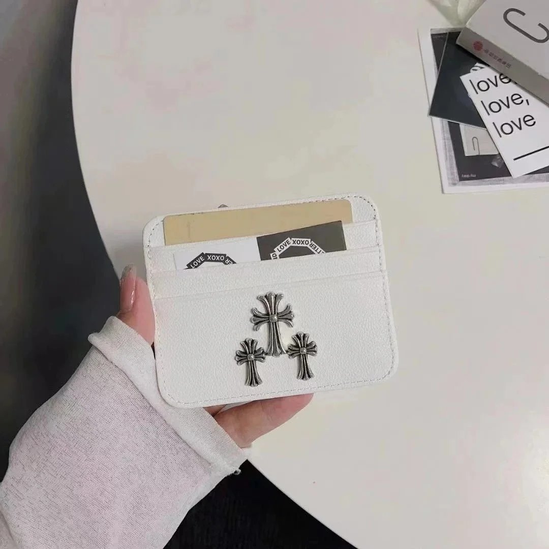 Chrome Hearts 3 Cross Card Holder White