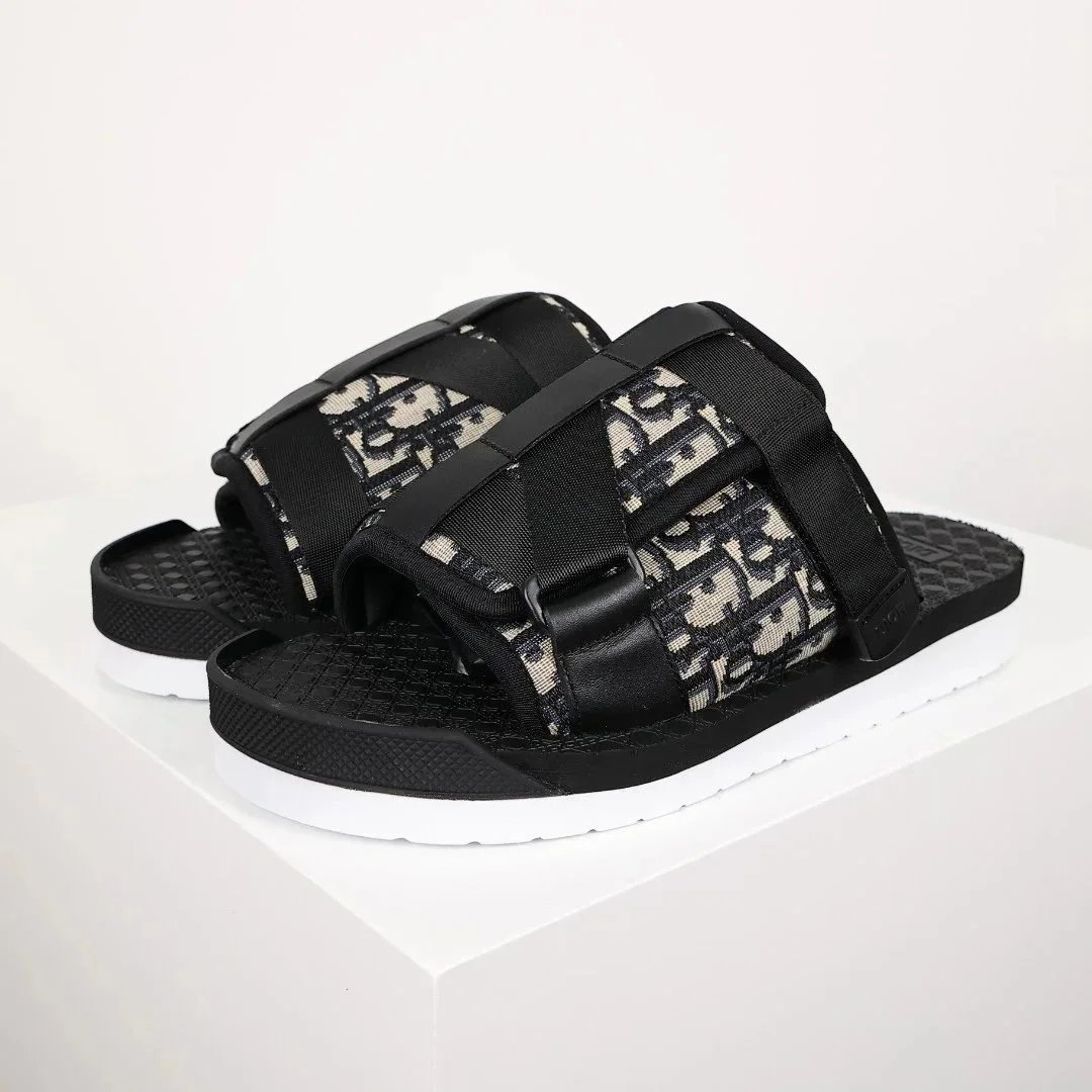 Dior Alpha Sandal Beige and Black Dior Oblique Jacquard