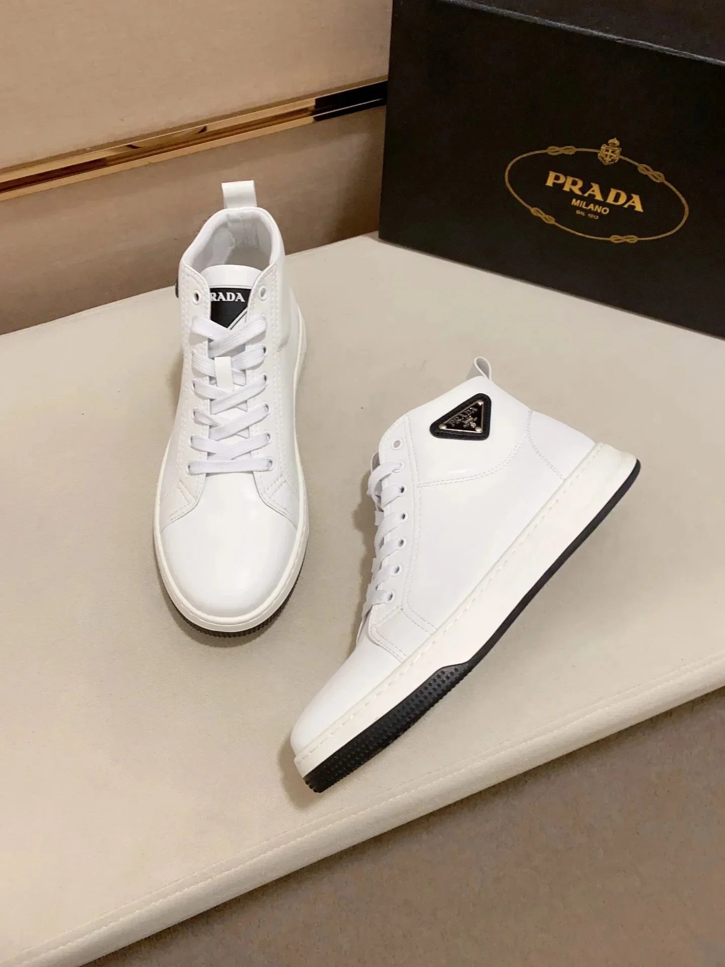 Prada Prax 01 Re-Nylon and Brushed Leather Sneakers