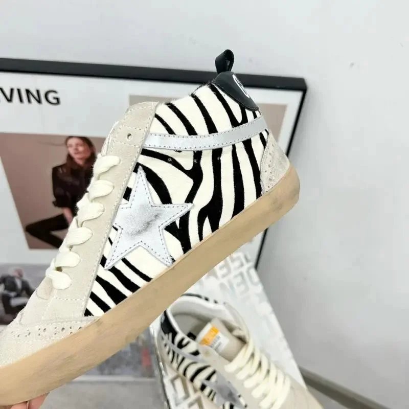 Golden Goose Mid Star Zebra Print Sneakers