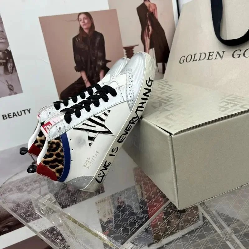 Golden Goose Mid Star Zebra Print Sneakers