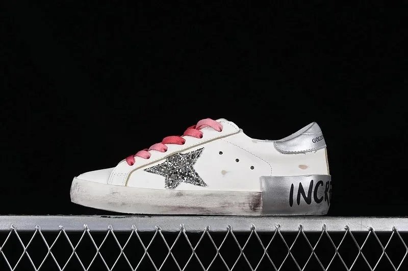 Golden Goose Space-Star Silver Glitter Sneakers