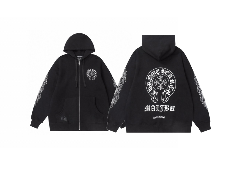 Chrome Hearts Red Horseshoe Hoodie Black