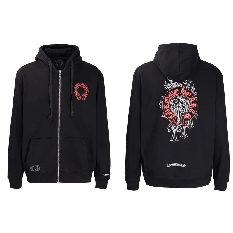 Chrome Hearts Red Horseshoe Hoodie Black