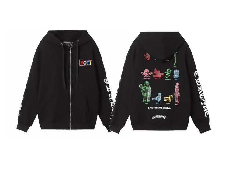 Chrome Hearts Red Horseshoe Hoodie Black
