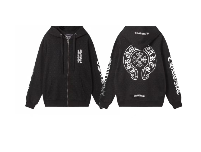 Chrome Hearts Red Horseshoe Hoodie Black
