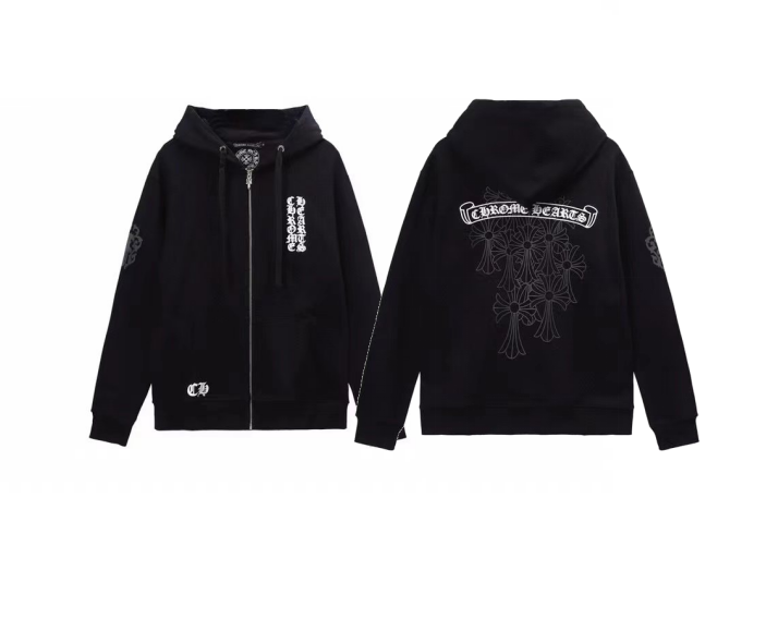 Chrome Hearts Red Horseshoe Hoodie Black