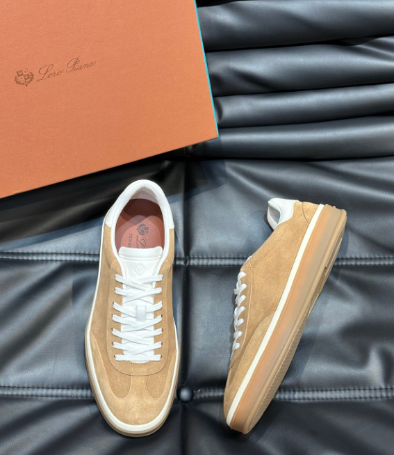 Loro Piana Tennis Walk Suede Sneakers Camel