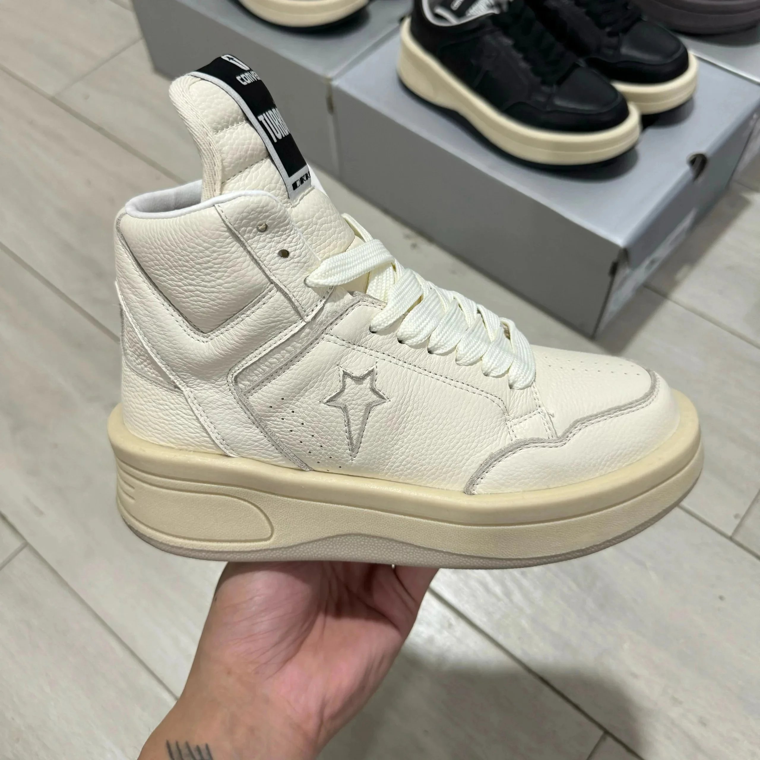 Converse x Rick Owens DRKSHDW TURBOWPN Mid 'Egret'