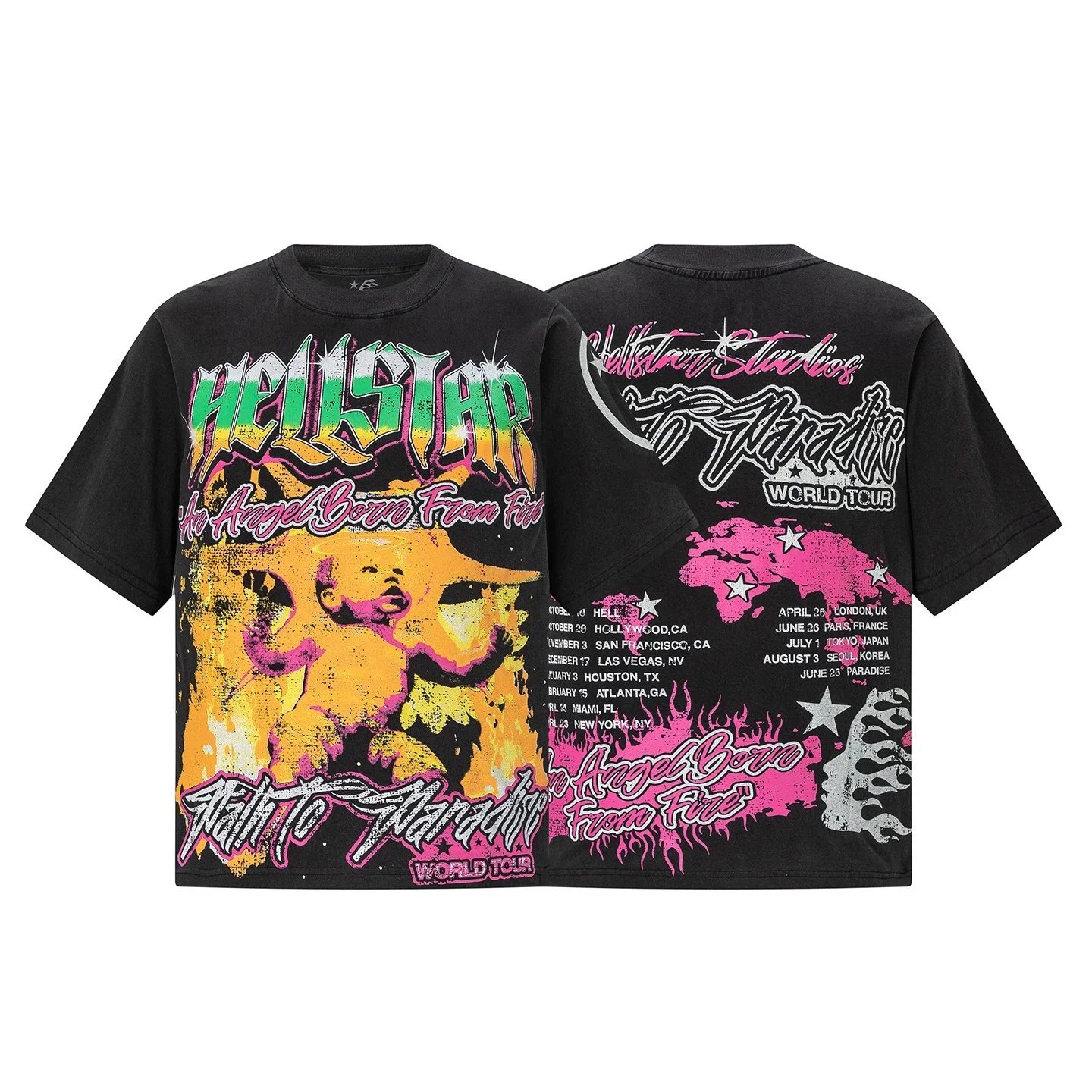 Hellstar No Angel Born From Fire Tour T-Shirt Black