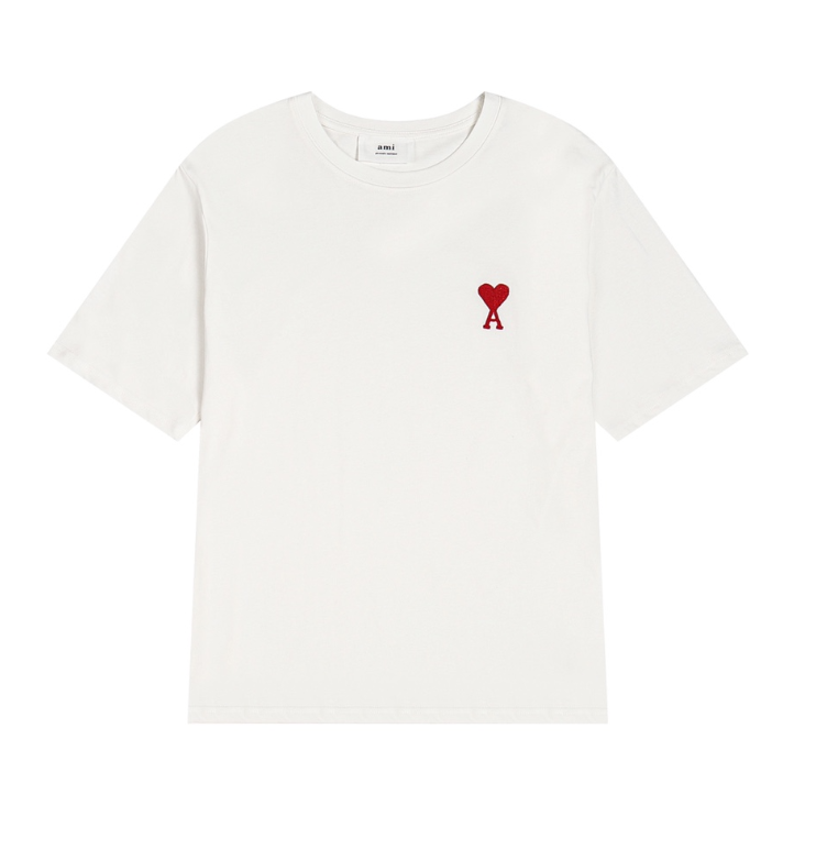 AMI Paris Ami de Cœur Classic T-Shirt White/Red