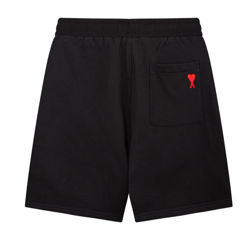 AMI Paris Ami de Coeur Shorts Black/Red