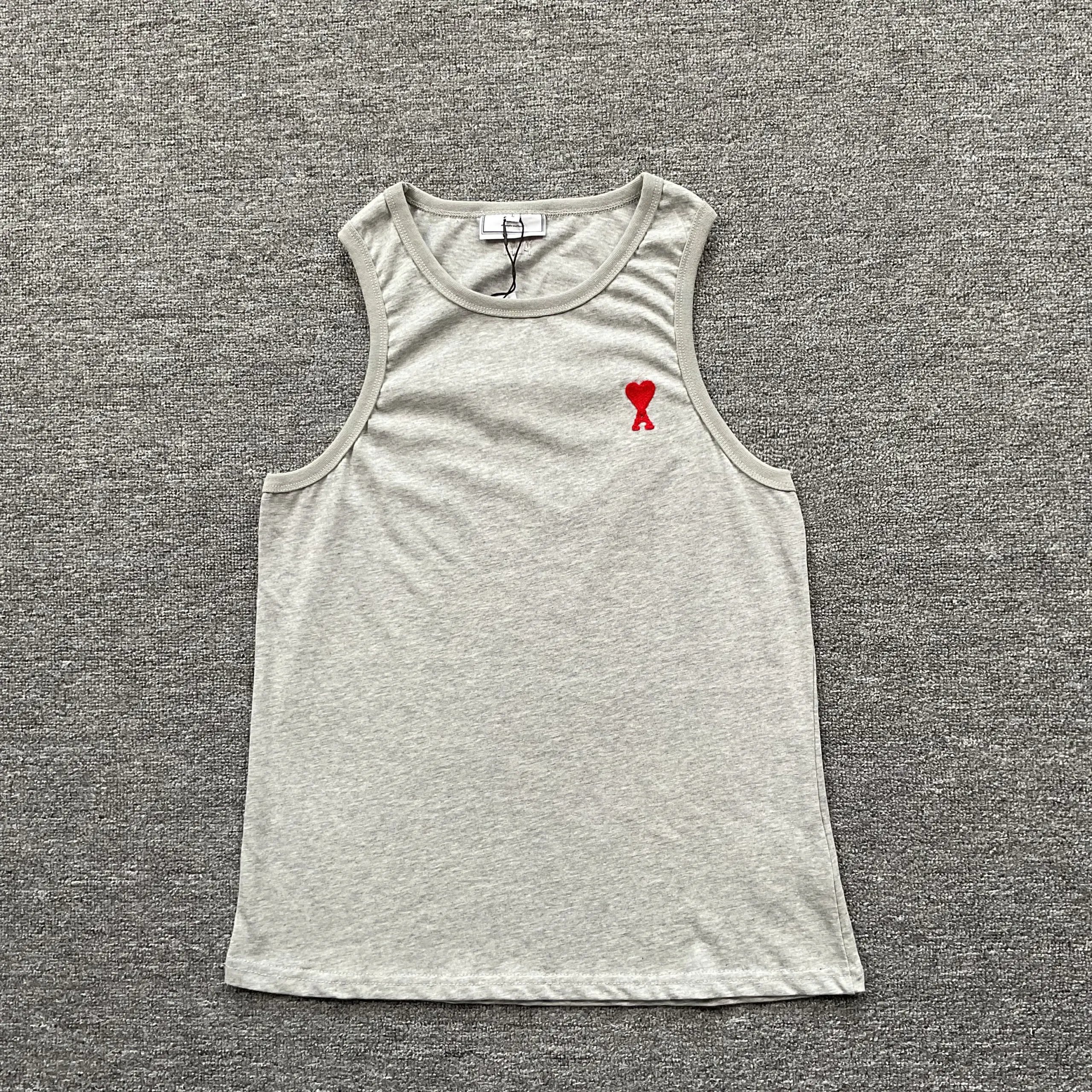 AMI Paris Ami de Cœur Tank Top Heather Grey