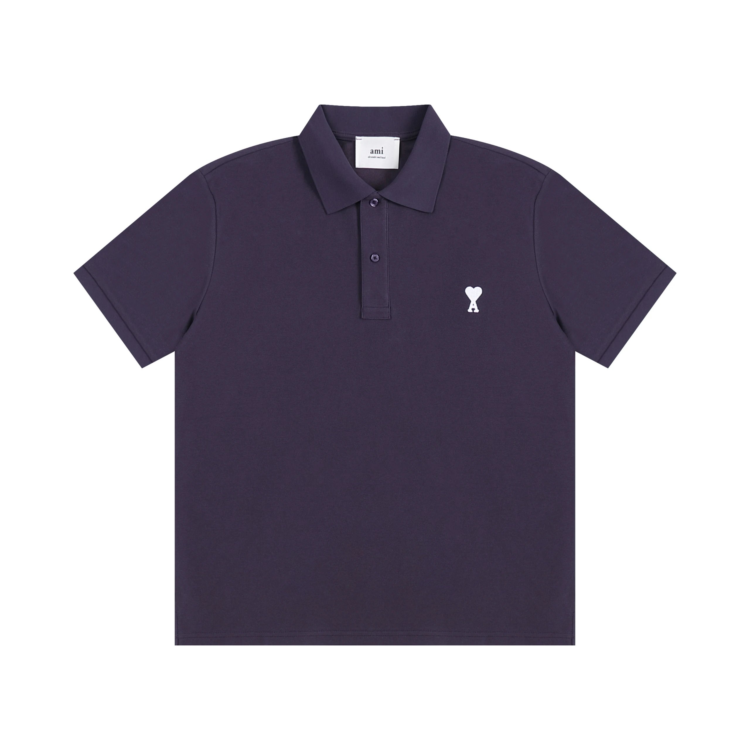 AMI Paris Ami de Cœur Cotton Piqué Polo Shirt Night Blue