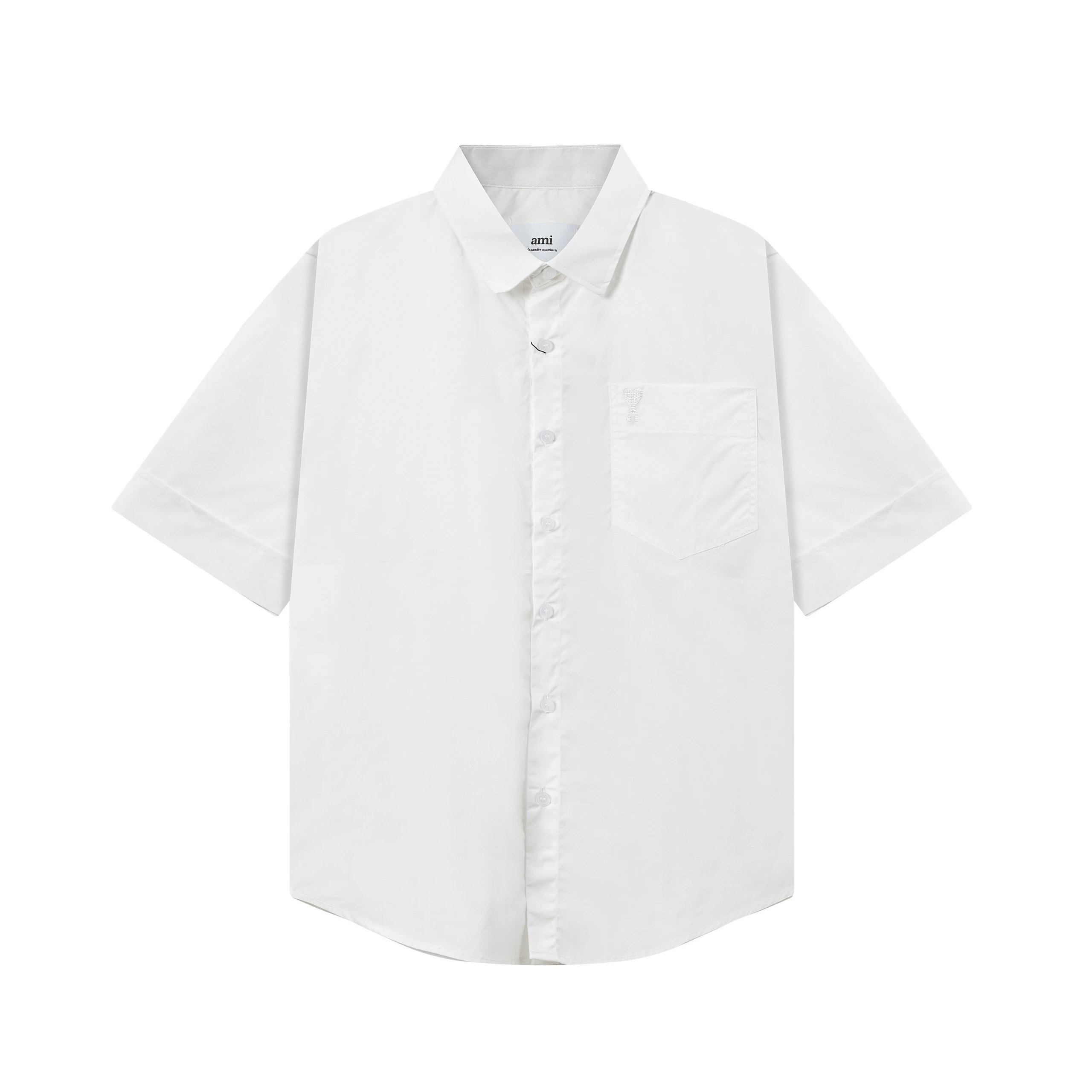 AMI Paris Ami de Cœur Short Sleeve Button-Down Shirt White