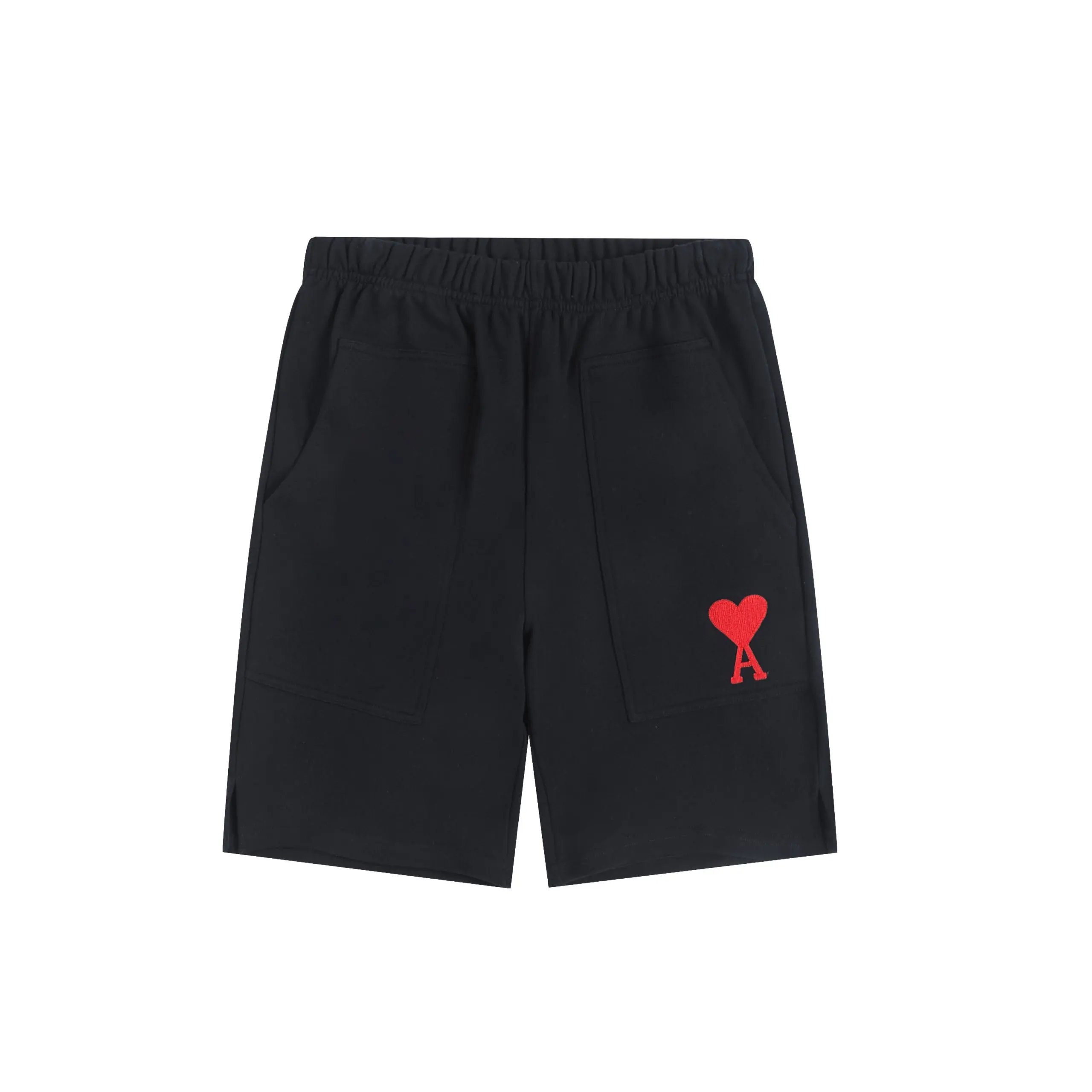 AMI Paris Ami de Cœur Cotton Shorts Black/Red