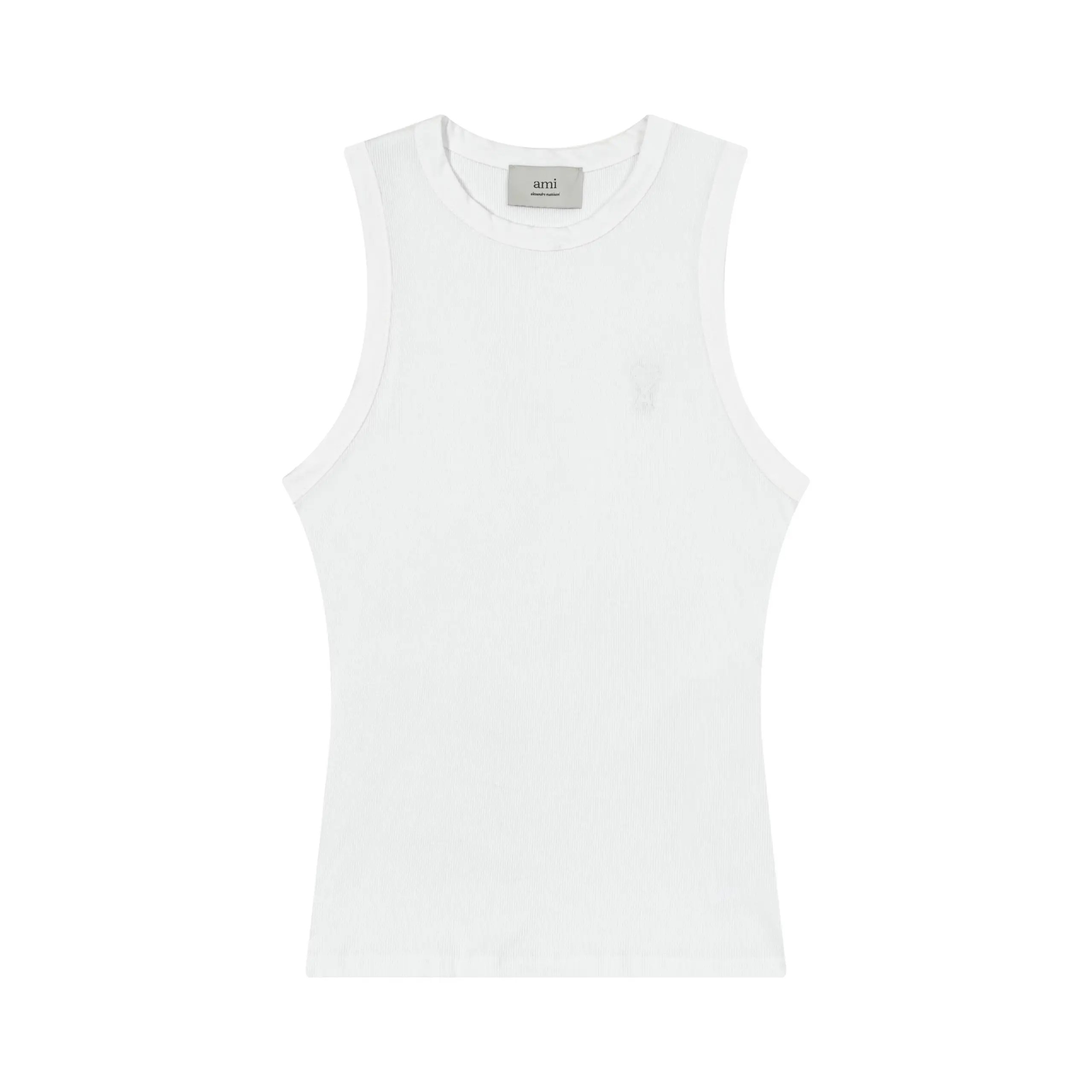 AMI Paris Ami de Cœur Ribbed Tank Top White