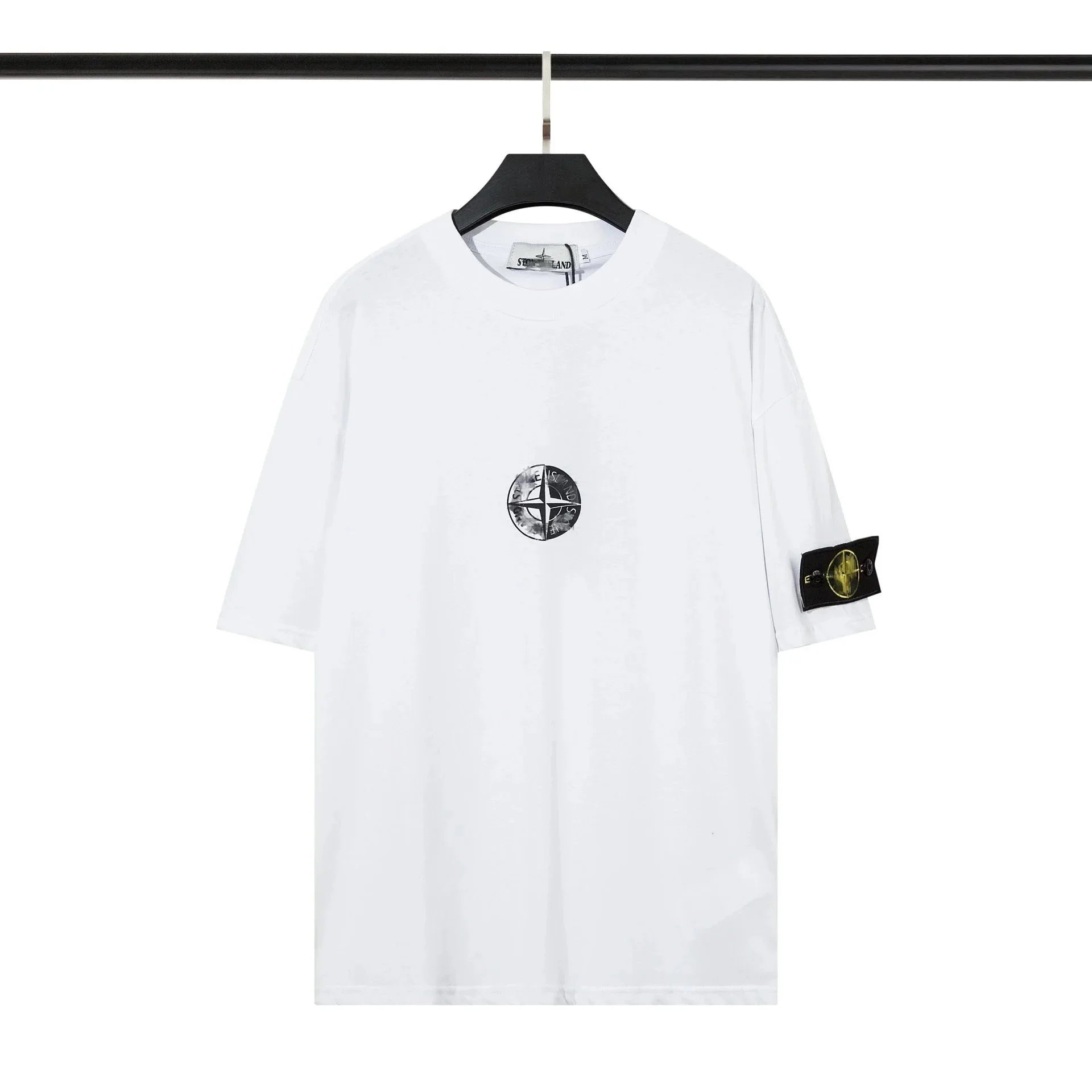 Stone Island Middle Compass Logo Sleeve Patch T-Shirt White