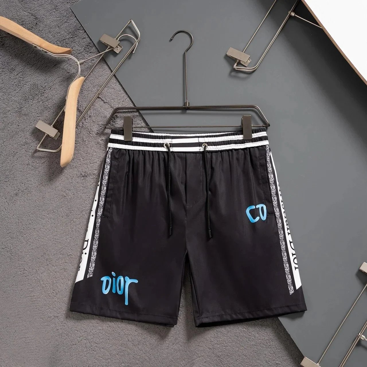 Dior Oblique Gradient Print Swim Shorts Black White