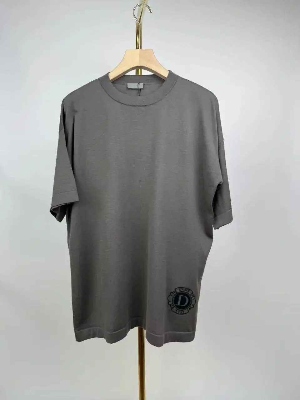 Dior Atelier 1947 Embroidered Silk and Cotton T-Shirt Grey