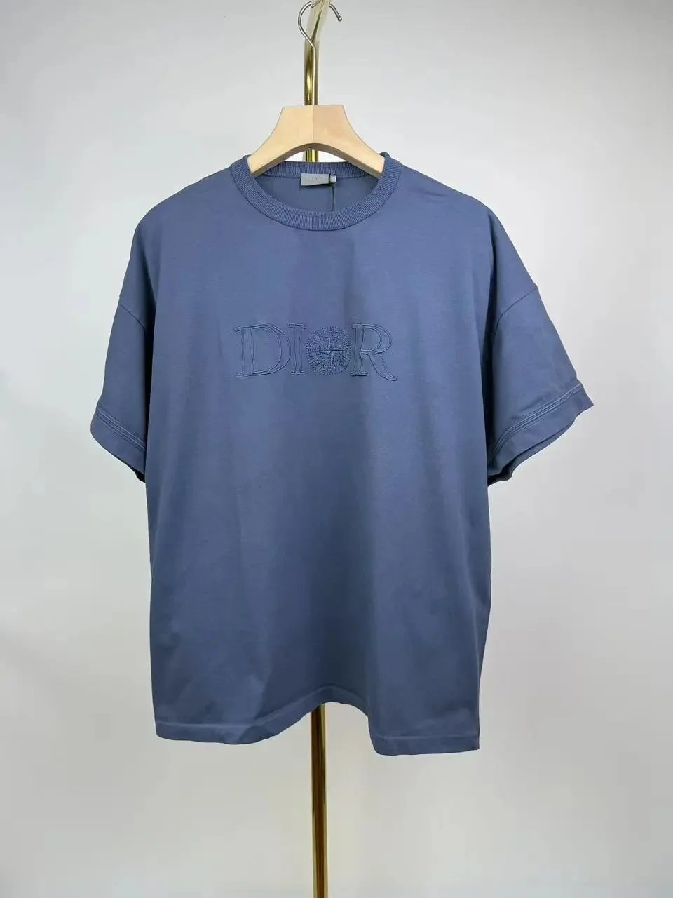 Dior Atelier 1947 Embroidered Silk and Cotton T-Shirt Grey