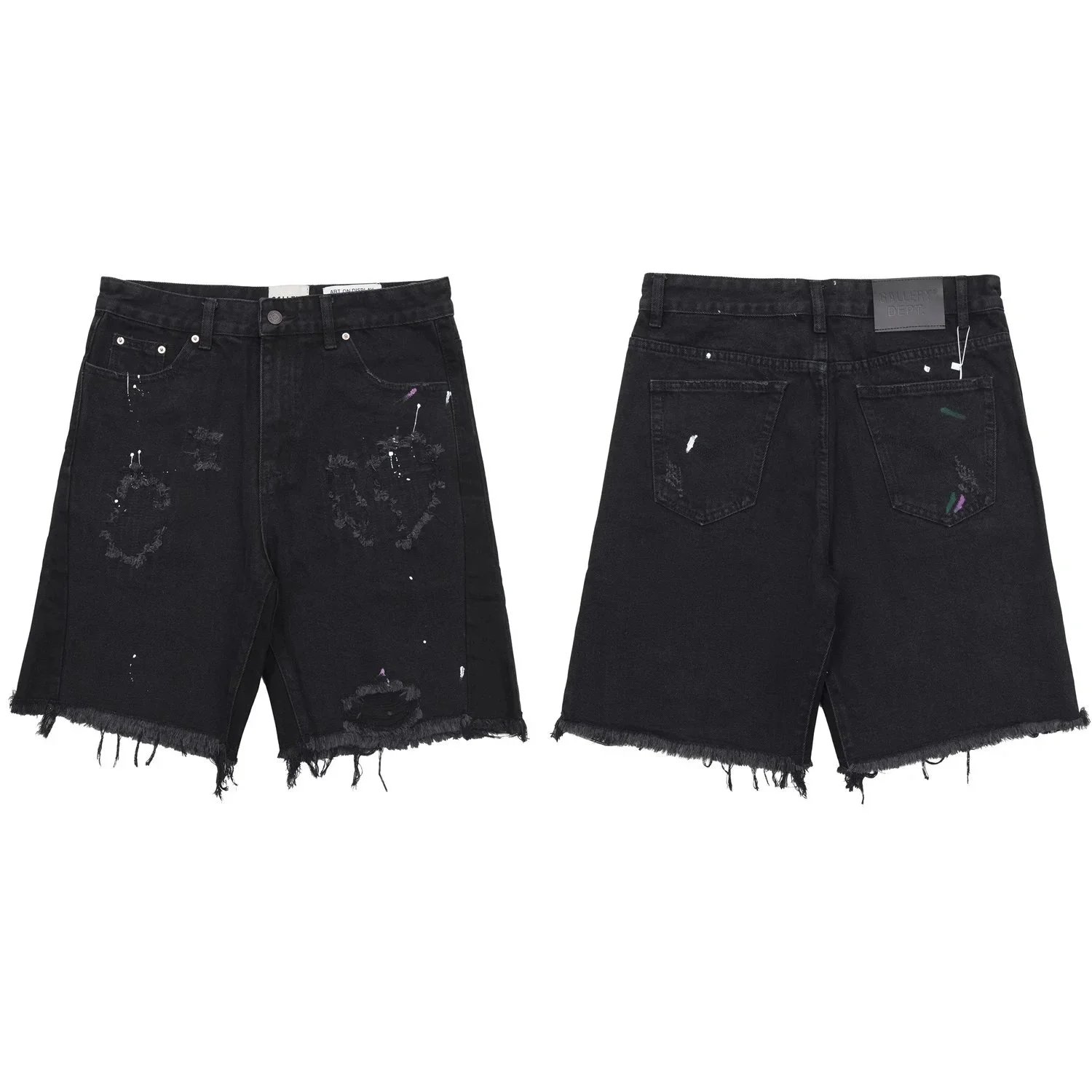 Gallery Dept. ATK Cut-Off Paint Splatter Denim Shorts Black
