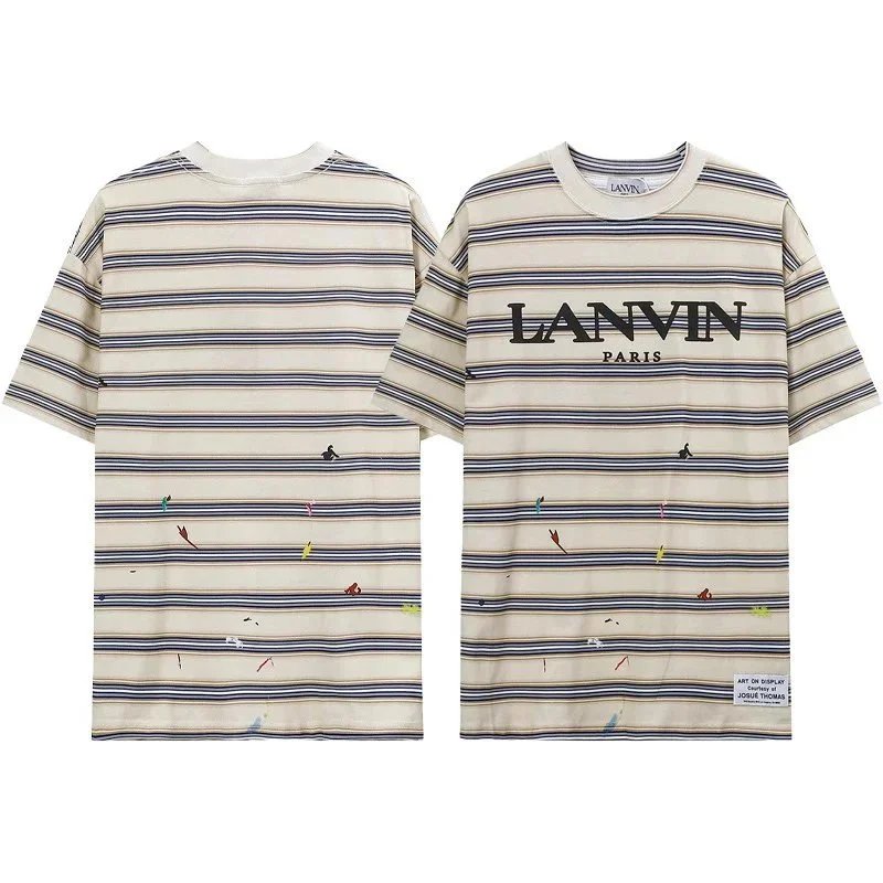 Lanvin x Gallery Dept. Relaxed Hand Painted Logo Embroidered T-Shirt Natural