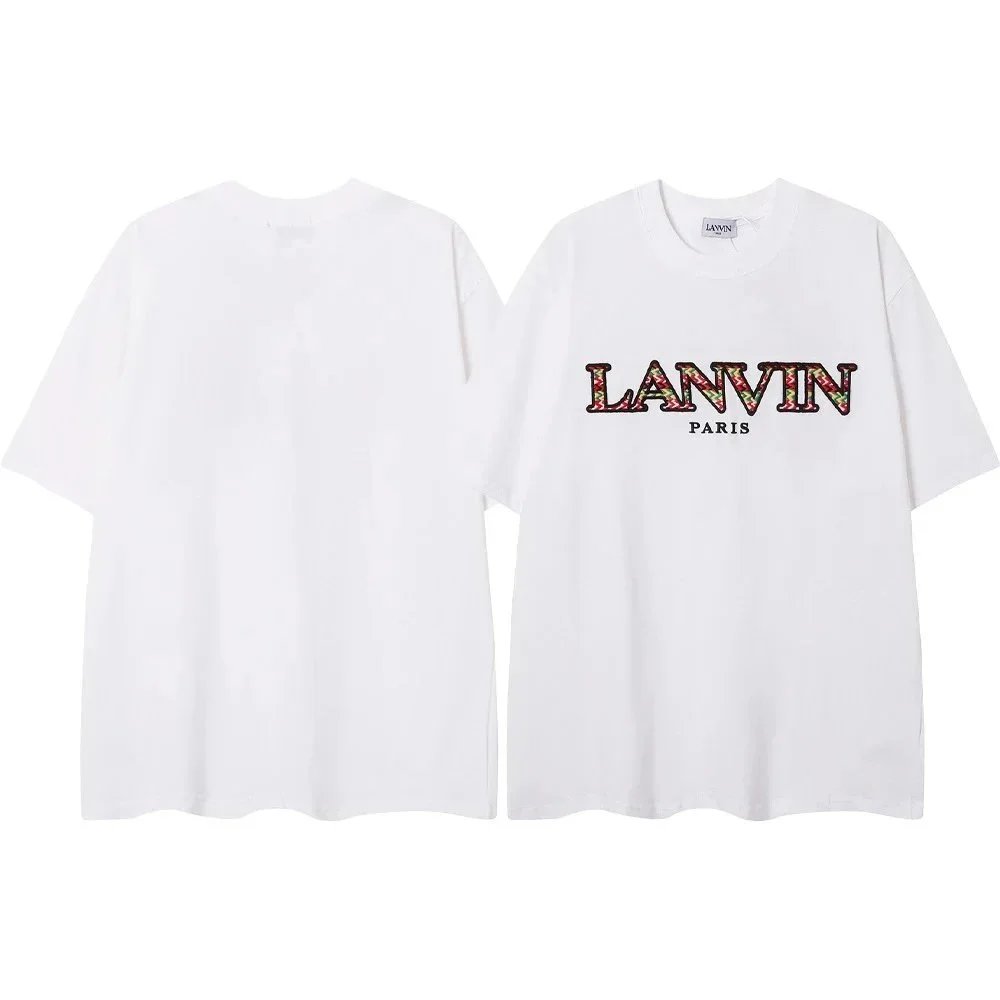 Lanvin x Gallery Dept. Relaxed Hand Painted Logo Embroidered T-Shirt Natural