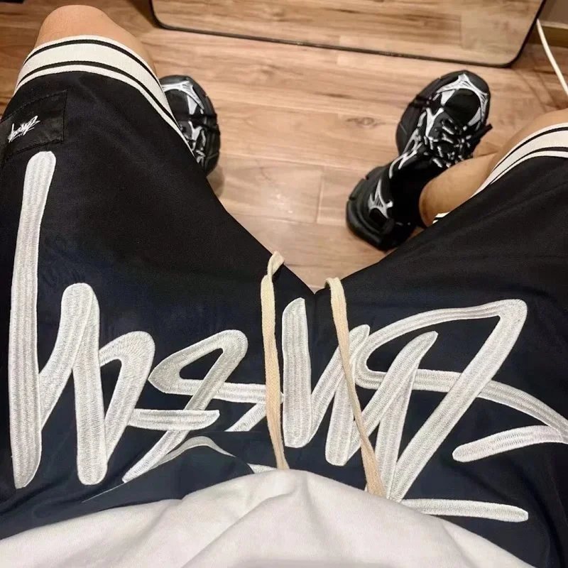 Stüssy Giant Crotch Logo Embroidered Mesh Basketball Shorts Black