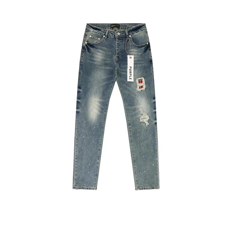 Purple Brand P001 Light Indigo Paint Blowout Jeans