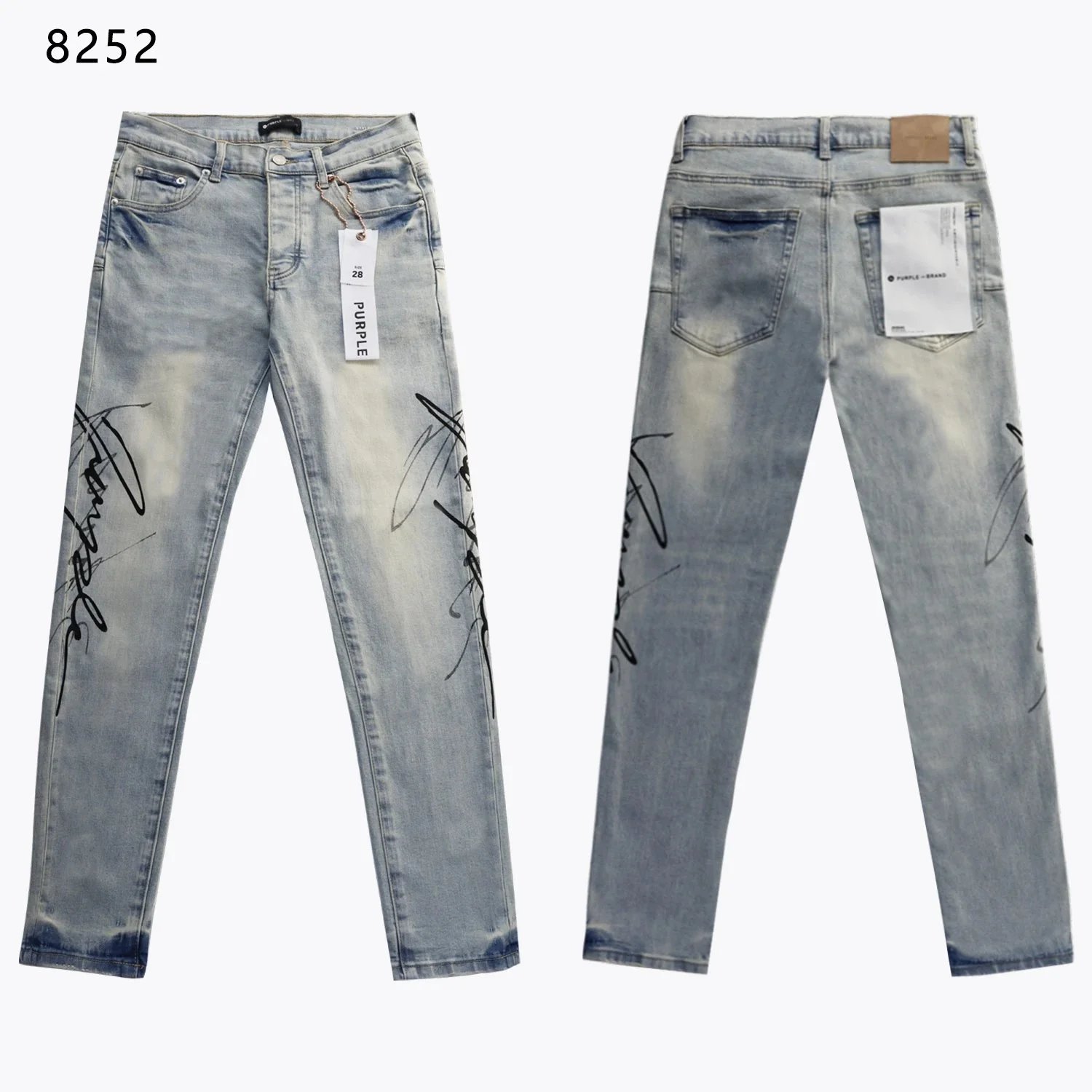 Purple Brand P001 Light Indigo Paint Blowout Jeans