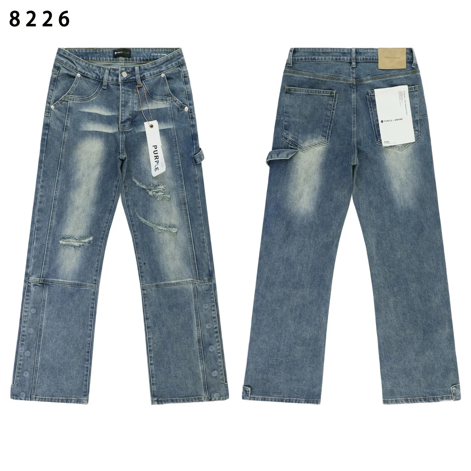 Purple Brand P001 Light Indigo Paint Blowout Jeans