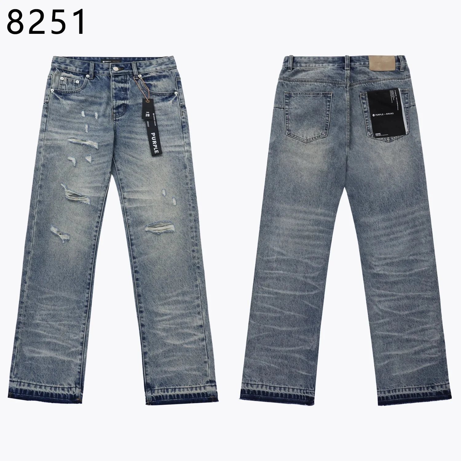 Purple Brand P001 Light Indigo Paint Blowout Jeans